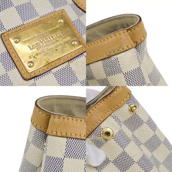 LOUIS VUITTON Hampstead PM Shoulder Bag Damier Azur Leather White - Picture 9 of 14